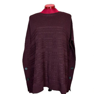 Banana Republic dark cherry cable knit sleevess sweater with decorative buttons